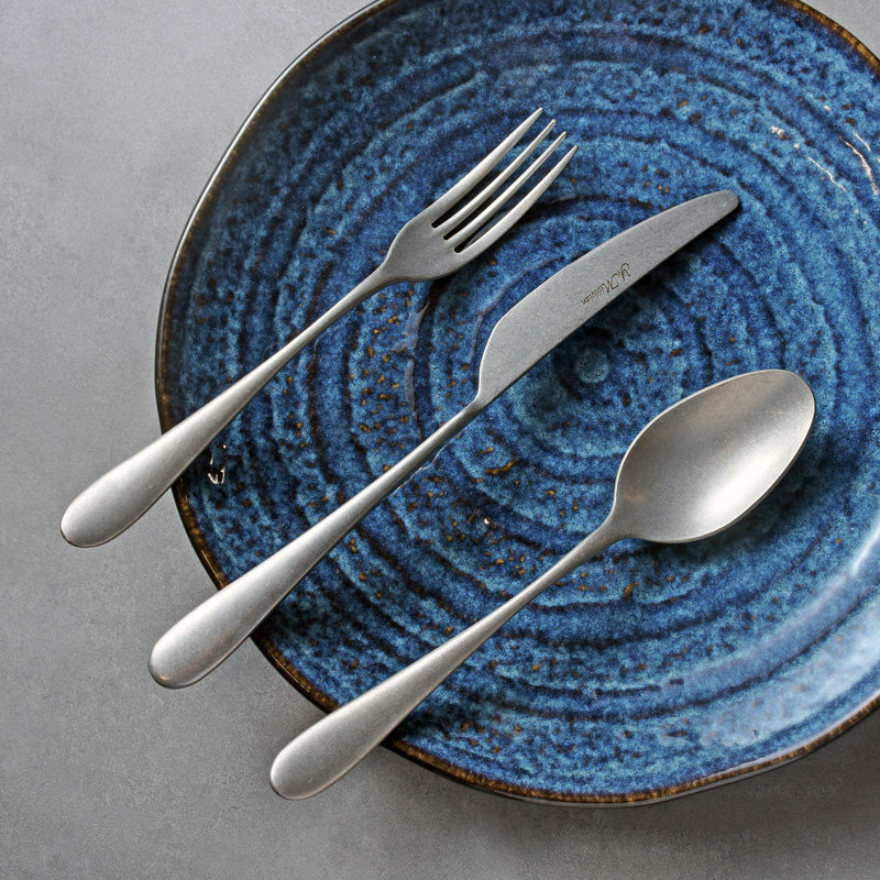 极简线条设计银灰复古餐具 茶花西餐餐具牛排刀叉勺子304不锈钢,餐饮具,西餐餐具套装,淘宝优惠券,粉丝福利购,淘宝优惠卷