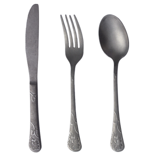 秋和岚匠 杜鹃花理念设计复古304牛排刀叉勺咖啡搅拌勺水果叉餐具