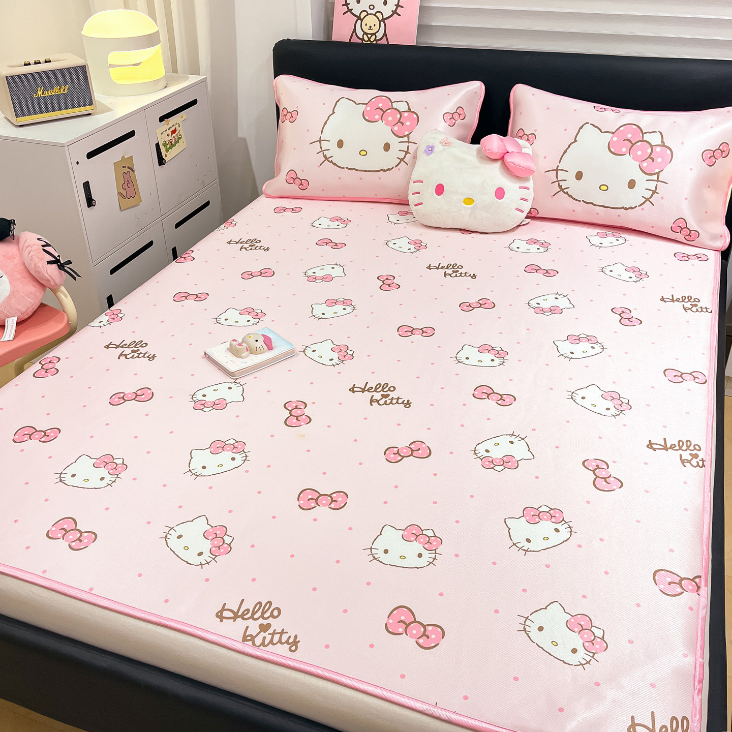 2026新款凯蒂猫夏天冰丝凉席可机洗卡通女孩空调席子家用宿舍0.9