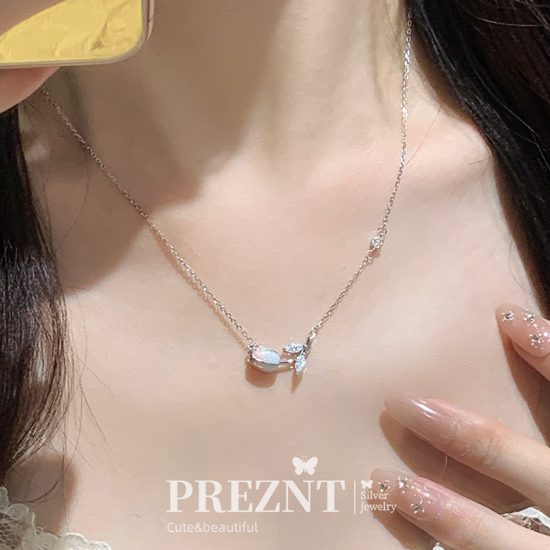 郁见S925银郁金香项链女轻奢小众