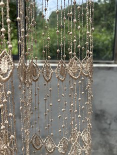 中式 雨滴 美式 浅咖镂空窗纱帘小众设计轻奢客厅别墅现代欧式 法式