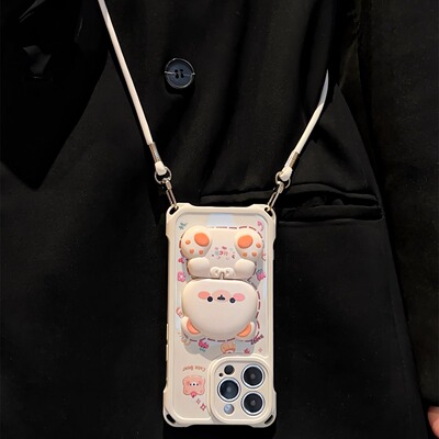 小熊镜子支架适用华为荣耀400pro手机壳荣耀300/200/100pro四角挂绳x50/X40斜跨80/90Pro可爱70/60se卡通50套