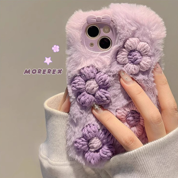 毛茸茸紫色花朵适用于OPPOA5Pro手机壳新款A97高级感A96时尚个性