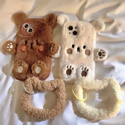 冬天毛绒iphone15promax手机壳苹果14立体13Pro卡通11/12圆环xs/xr可爱7/8plus毛茸茸14PROMAX女新款适用男套