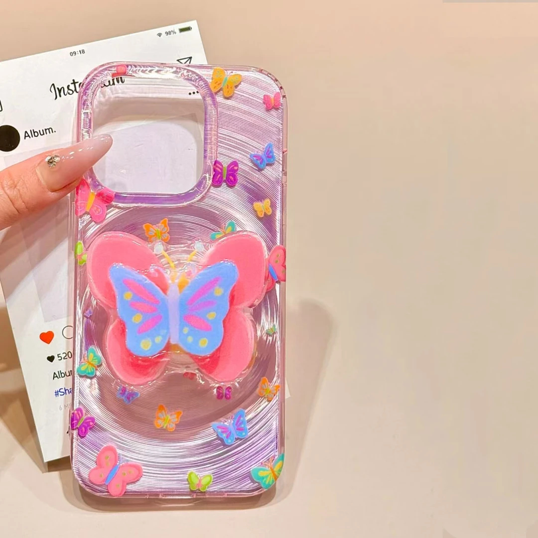 旋转蝴蝶支架适用oppoa96/a95手机壳a98/A97高级a93s/A92S卡通a58x/a57 5g创意a56/a55少女a35软壳