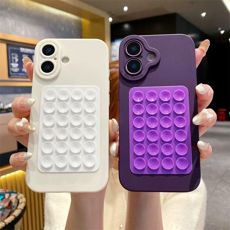 苹果17promax吸盘手机壳苹果16pro适用iPhone15吸盘支架14pro全包13/12mini新款11男xs/xr女8plus简约7/6s套