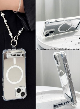 高级感镜面磁吸红米note14/13/12pro手机壳小米k80/k70/k60适用k50至尊版挂绳Note11/12Turbo折叠支架10斜挎9