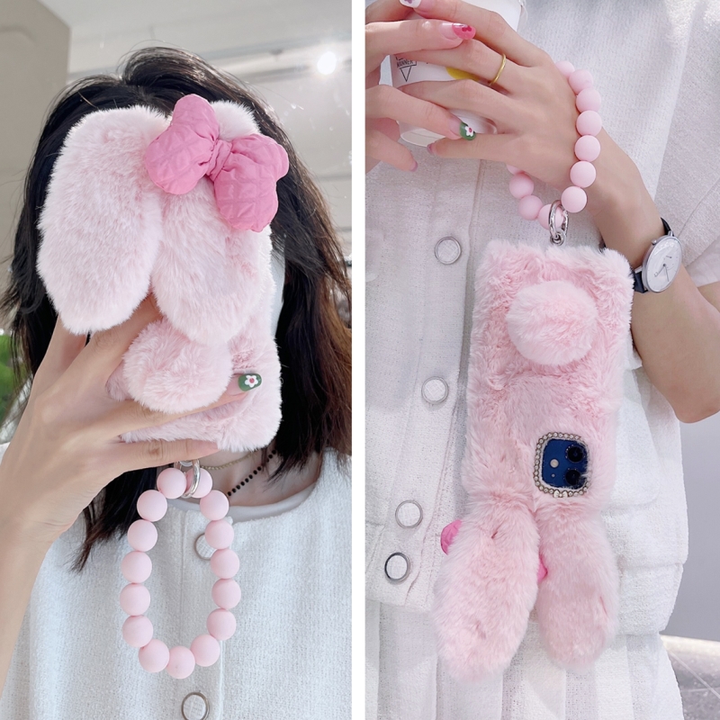 毛绒兔子华为mate50/60手机壳P40