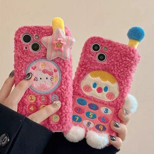 卡通毛绒大哥大oppoFind X9手机壳Find X8S秋冬少女心FindX8S+复古个性