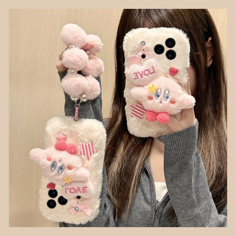 爱心星之卡比适用小米17promax手机壳小米14/15Ultra挂链12/13pro可爱civi5/4/3毛绒Mi11/10秋冬mix4/3/2s女