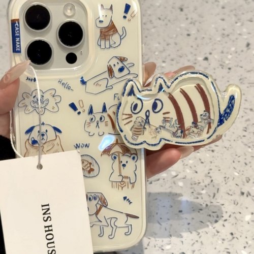 涂鸦猫咪小狗支架适用魅族21pro手机壳魅族21Note卡通魅族20PRO可爱魅族18趣味魅族20classic新款魅族18x女套