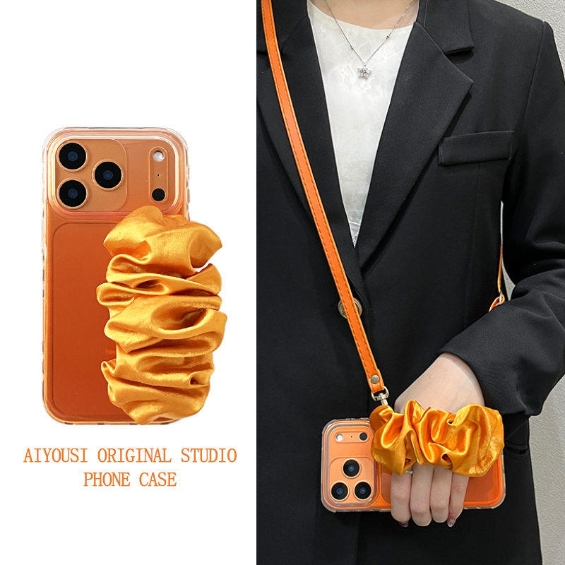 橙色渐变丝巾腕带适用于华为Mate70Pro手机壳新款华为Mate70高级感华为Mate60Pro+时尚个性