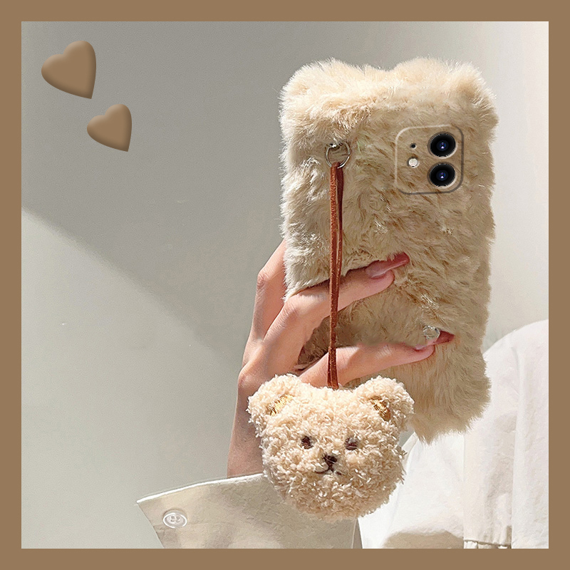 可爱小熊吊坠适用oppok12pro手机壳k12plus秋冬季K11Pro毛茸茸k10/K9S新款K7X毛绒k5/k3卡通K10活力版女k9pro