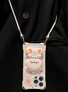 小熊镜子支架适用华为nova14pro手机壳nova13pro四角挂绳nova12Ultra斜跨nova11/10/9pro可爱nove8/7se卡通65