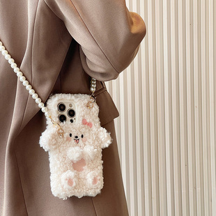 x6pro珍珠链条k12 K7x k11x X2卡通k9s K5可爱女保护套 k10斜跨FindX3 秋冬毛绒OPPOFindX7Ultra手机壳findx5