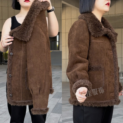 羊羔毛外套加绒加厚保暖棉衣休闲