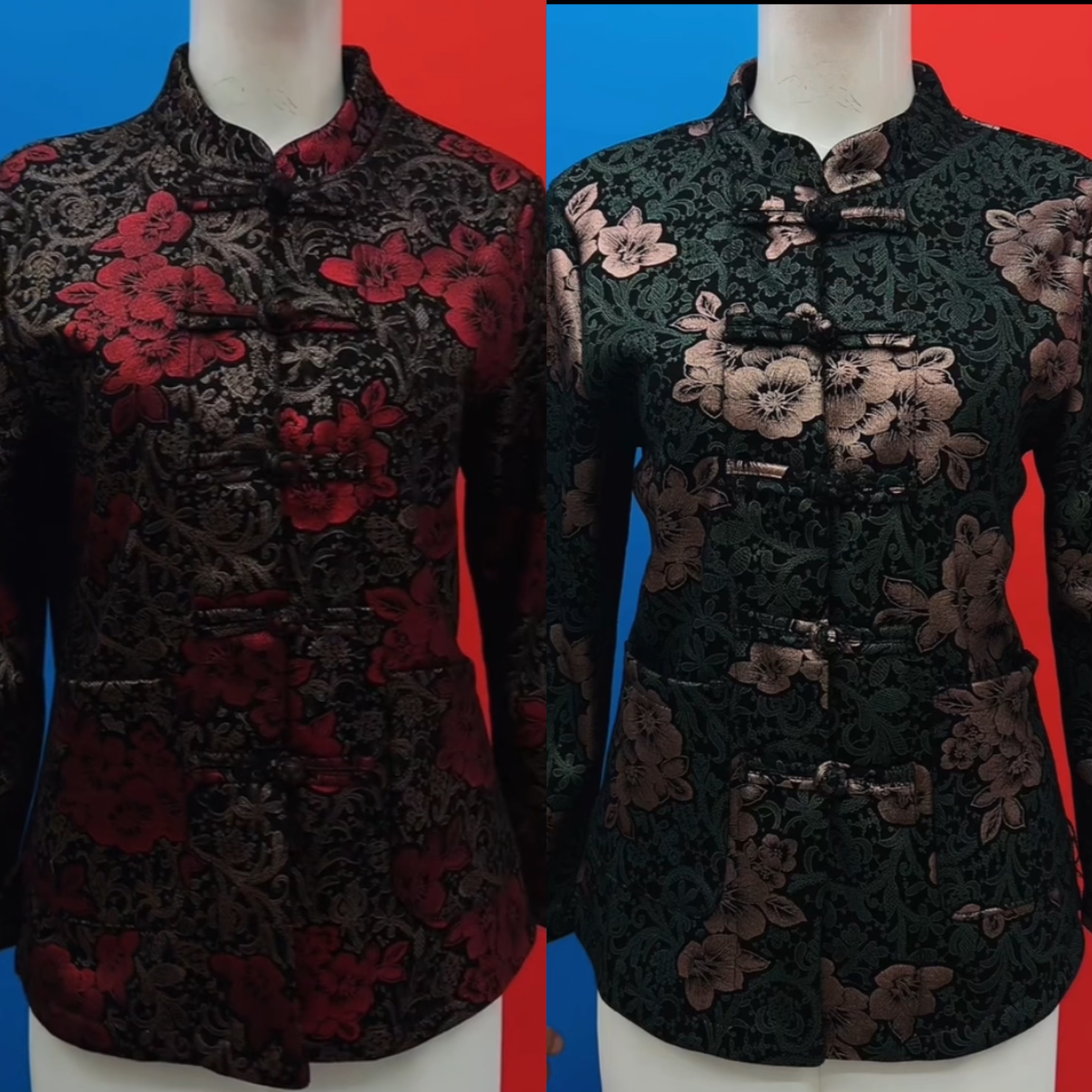 长袖国风立领盘扣上衣加绒保暖