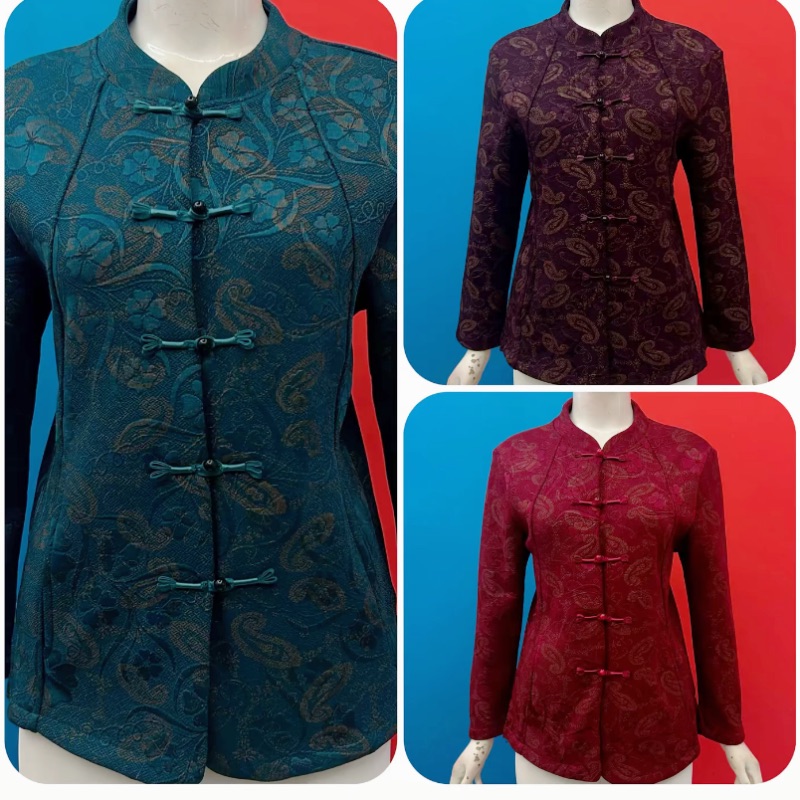 国风秋冬加绒开衫新中式小衫女