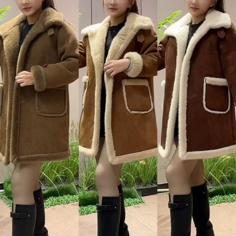 皮毛一体外套加厚保暖洋气大衣