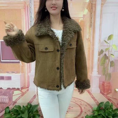 皮毛一体洋气外套加厚加绒棉服