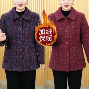 中老年冬装金貂绒加厚翻领外套宽松保暖棉衣60岁70岁妈妈长袖上衣