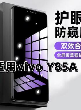 适用vivoY85A钢化膜防偷窥V1730EA抗蓝光护眼防窥膜Y85手机膜5G黑边保护隐私膜全屏高清紫光防摔防爆玻璃贴膜