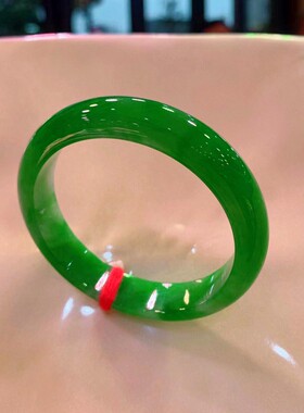 冰种正阳绿翡翠手镯正圈天然缅甸满绿帝王绿翡翠玉手镯子女款送礼