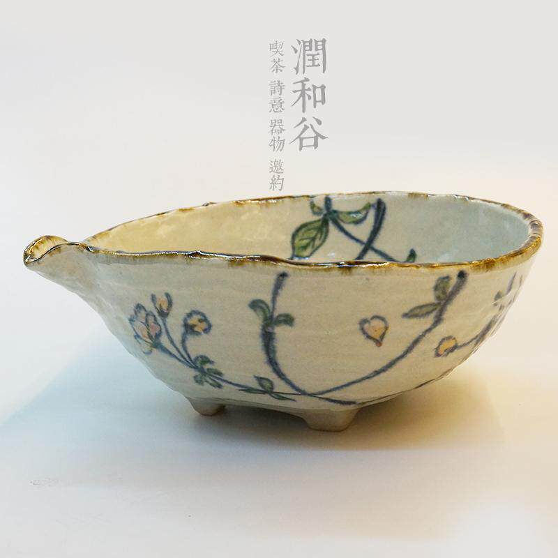 日本有田烧手工手抓分茶碗冲泡绿茶碗干泡片口碗手绘冷泡碗润和谷