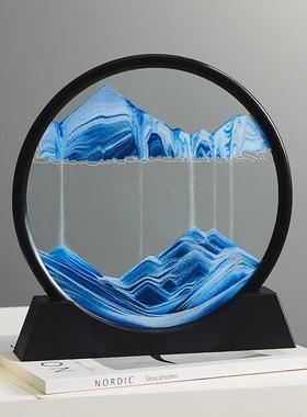 创意翻转流沙绘画饰品艺术玻璃沙漏客厅办公室桌面装饰乔迁礼物