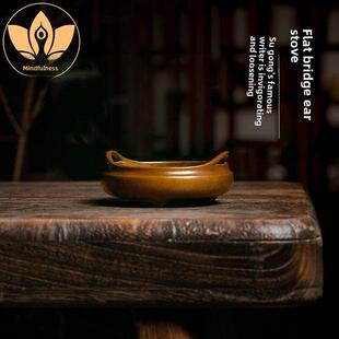 青松堂苏公铜炉名家胡庆充平桥耳炉铜覆古炉饰品封香香炉