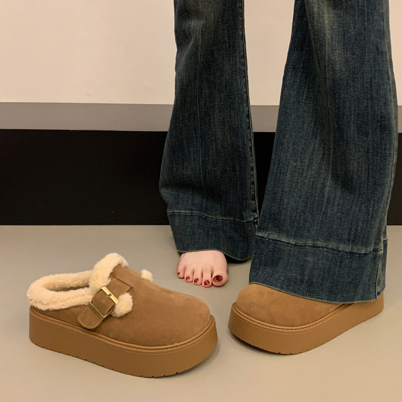 厚底包头半拖鞋女春秋外穿2026新款一脚蹬加绒毛毛勃肯棉拖0115w,女鞋,勃肯鞋/软木鞋,淘宝优惠券,粉丝福利购,淘宝优惠卷