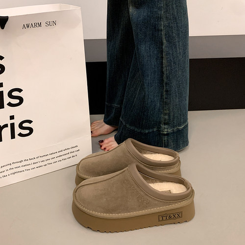 厚底毛毛鞋包头拖鞋女外穿2025秋冬新款加绒勃肯女鞋子保暖1215r