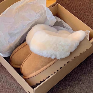 冬季 2025新款 懒人加绒拖1221w 外穿包头毛毛半拖鞋 厚底靴女款