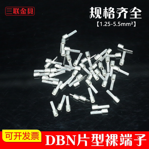 DBN1.25-10片形裸端头线耳冷压接线端子片型插针插片全铜线鼻子