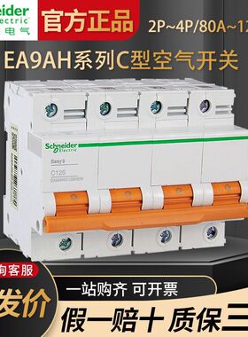 施耐德EA9AH系列C型D型大电流断路器2PD80A3PC100A4P125A空气开关