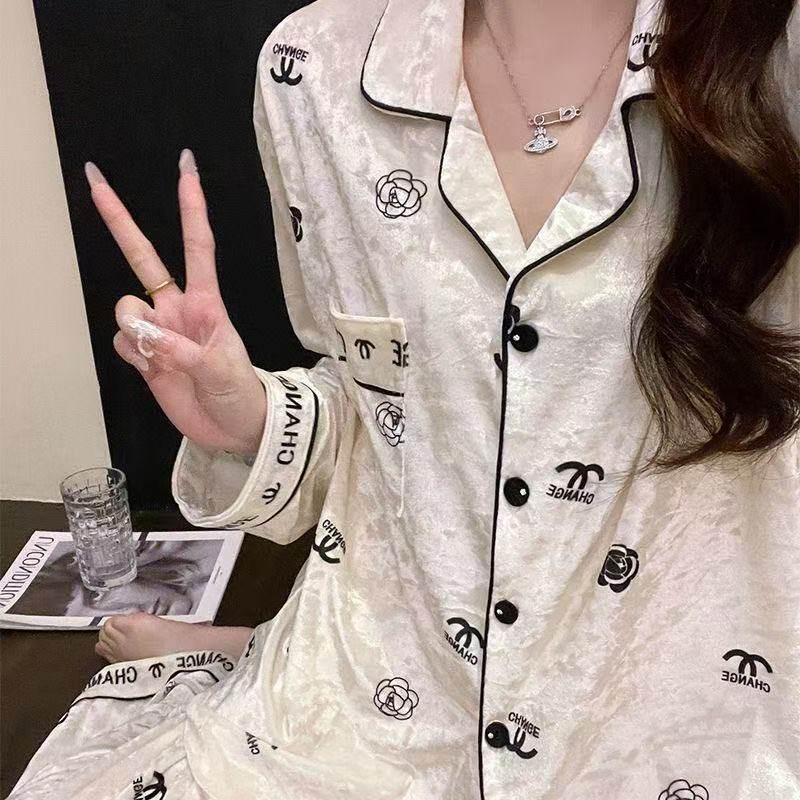 秋冬季加绒加厚保暖小香风家居服金丝绒睡衣套装长袖长裤两件套