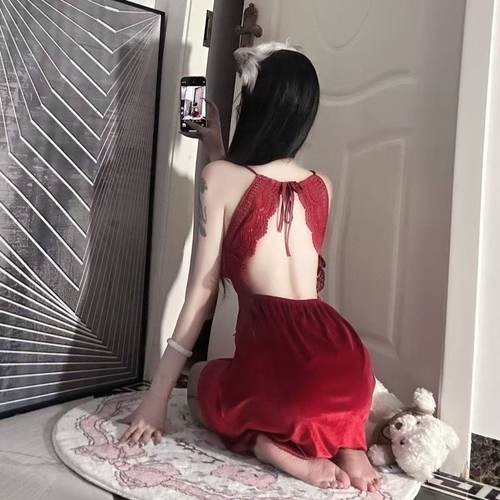 冬季专属金丝绒吊带睡裙高级感家居服两件套睡衣女士睡袍长袖