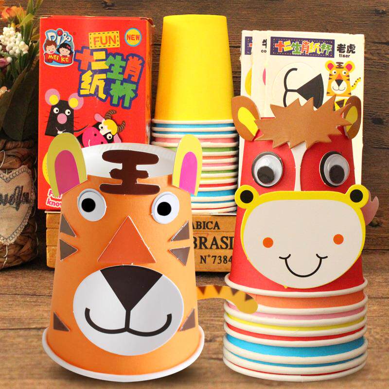 幼儿园环保手工半成品作品互动男孩老虎组合立体小朋友手工纸纸盒
