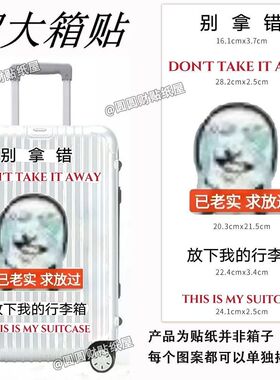 沙雕趣味大号防水拉杆箱小红书搞笑已老实求放过表情包行李箱贴纸