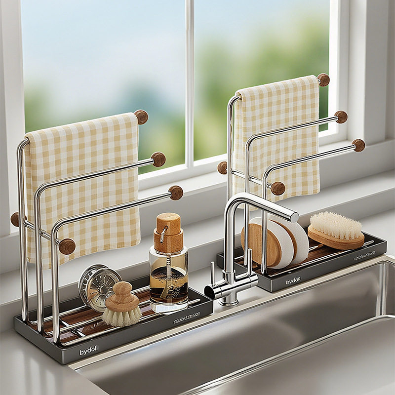 不锈钢厨房家用抹布置物架水槽台面洗碗布海绵收纳多功能沥水架子,厨房/烹饪用具,抹布架/厨房清洁收纳架,淘宝优惠券,粉丝福利购,淘宝优惠卷