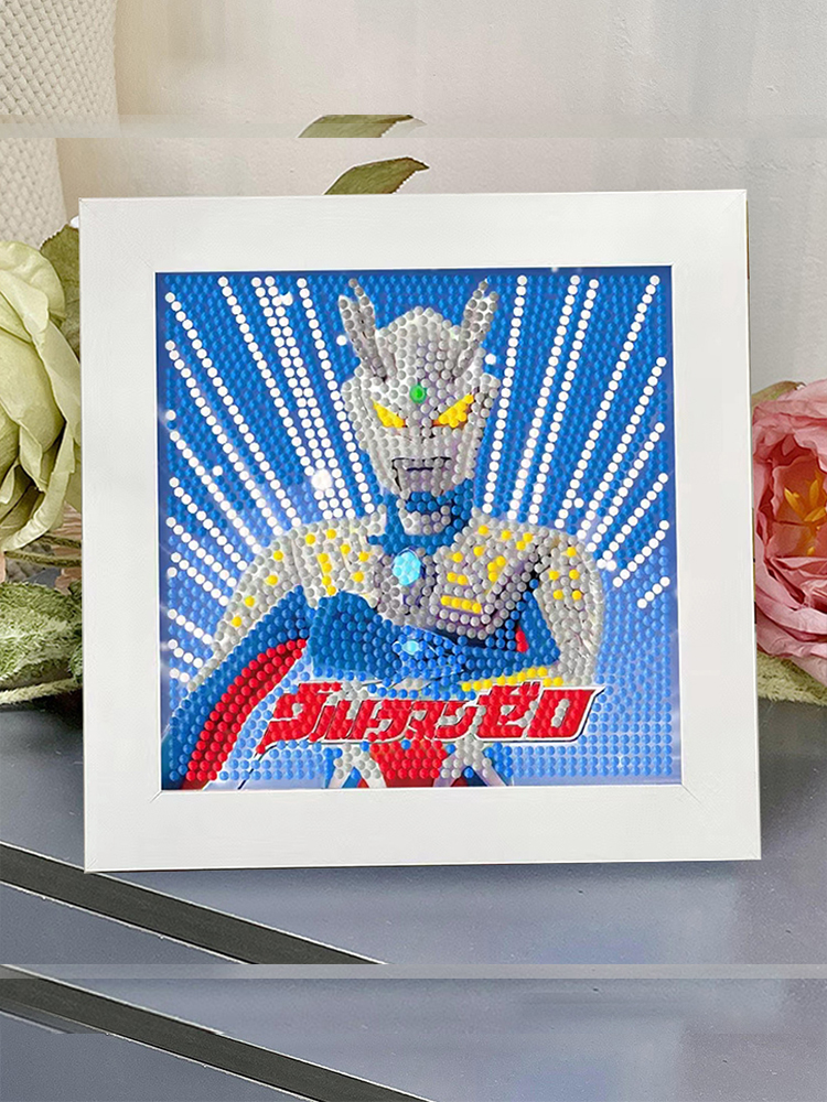 儿童奥特曼钻石贴画手工diy男孩赛罗益智早教点钻画女孩生日礼物