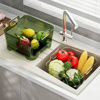 洗菜盆沥水篮家用厨房淘菜滤水汲水菜篮子客厅塑料水果蔬菜收纳筐