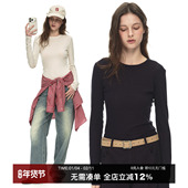 显瘦内搭打底衫 CountryMoment莱赛尔天丝长袖 正肩圆领T恤女春修身