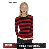 女外套秋毛线上衣2025新款 CountryMoment羊毛混纺经典 条纹针织衫