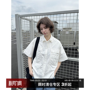 衬衫 CountryMoment 短袖 多口袋棉麻工装 男Cleanfit 双层领设计美式