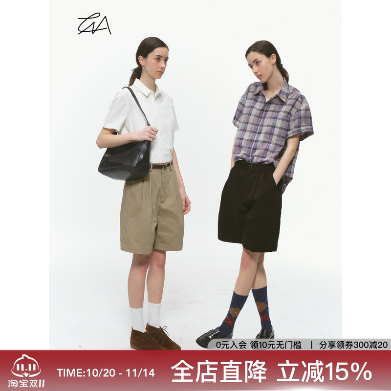 美式复古工装裤女款短裤五分裤