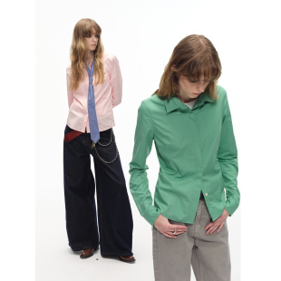 上衣女2025新款 型纯色系衬衫 衬衣 莫代尔混纺收腰版 CountryMoment