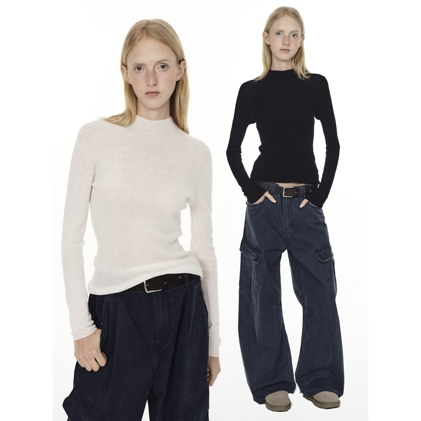 无缝一体100精纺纯羊毛打底衫T恤