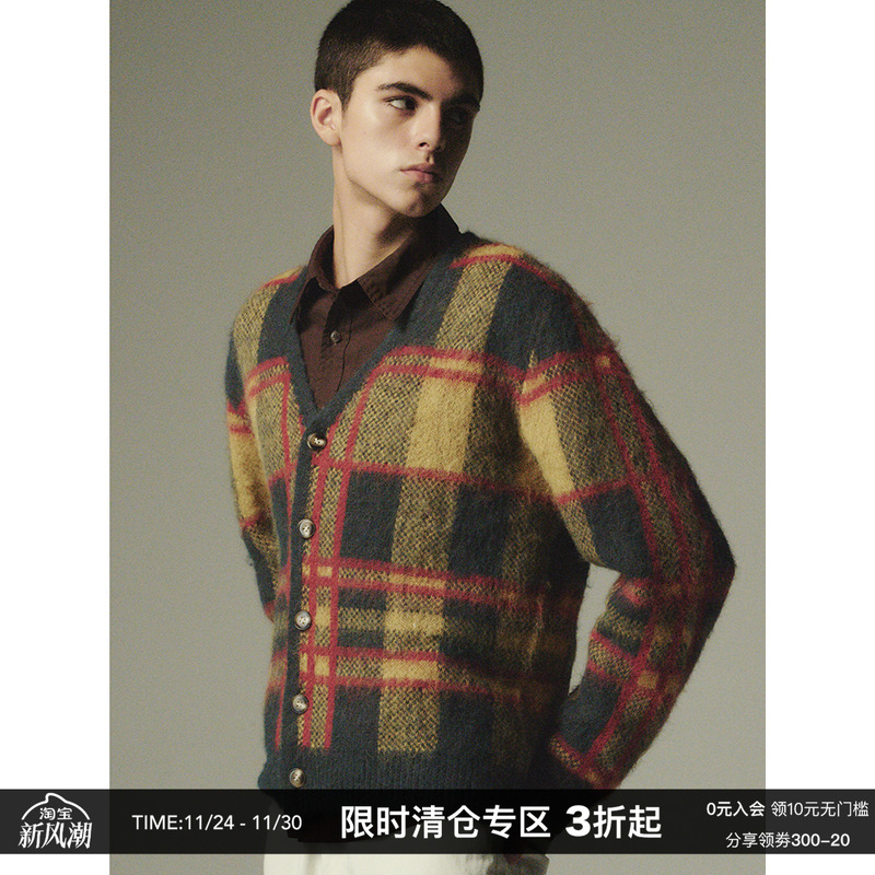 CountryMoment海马毛格子毛衣