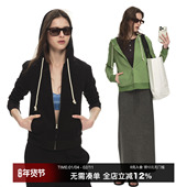 连帽卫衣女春修身 CountryMoment 230g全棉轻薄拉链开衫 正肩短外套